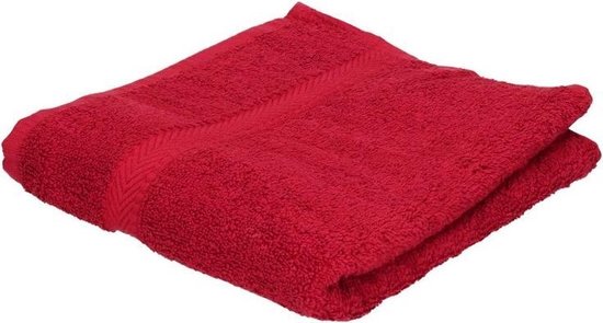 Voordelige handdoek rood 50 x 100 cm 420 grams - Badkamer textiel badhanddoeken
