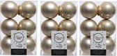 36x Licht parel kunststof kerstballen 6 cm - Mat/glans - Onbreekbare plastic kerstballen - Kerstboomversiering champagnekleur