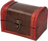 Houten opbergkistje roodbruin11 cm - Sieraden kistje/doosje vintage