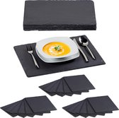 Relaxdays 24x leisteen serveerplank - 30 x 40 cm - placemats - Sushi serveerplaat