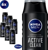 NIVEA MEN Active Clean - 6 x 250 ml - Voordeelverpakking - Shampoo