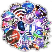 50 Space Galaxy Stickers Paars/Blauw – Celvar – Watervast & UV Bestendig – 50 Verschillende Stickers – Hoge Kwaliteit Vinyl Sticker – 50 Coole Space Galaxy Stickers Mix - Voor Lapt