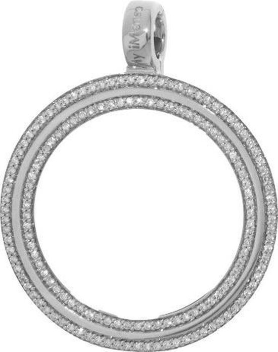 MY iMenso - Medallion Sphérique-Double met CZ-steen - 33mm - 925/rhod-plated