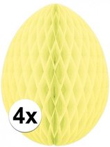 4x Decoratie paasei pastel geel 20 cm - Paasversiering / Paasdecoratie