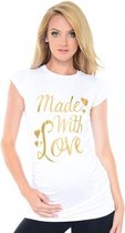 Wit zwangerschaps shirt Made with Love - Maat S