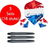 Dragon darts - 3 sets (18 stuks) - Nederlandse vlag - dart flights - inclusief zwarte - dart shafts