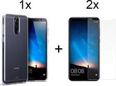 Huawei Mate 10 lite hoesje siliconen case hoes cover transparant - 2x Huawei Mate 10 Lite Screenprotector
