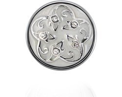 Quiges - Dames Click Button Drukknoop 18mm Ornament Grijs - EBCM125