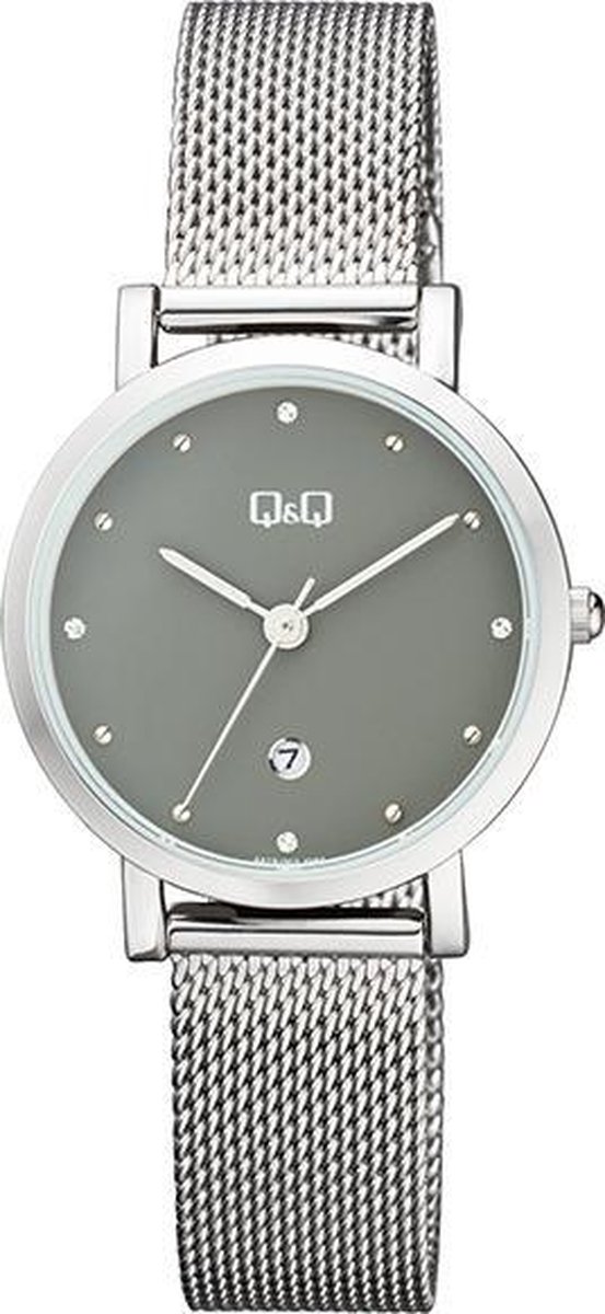 QQ dames horloge A419J202 Zilverkleurig-Grijs met datum