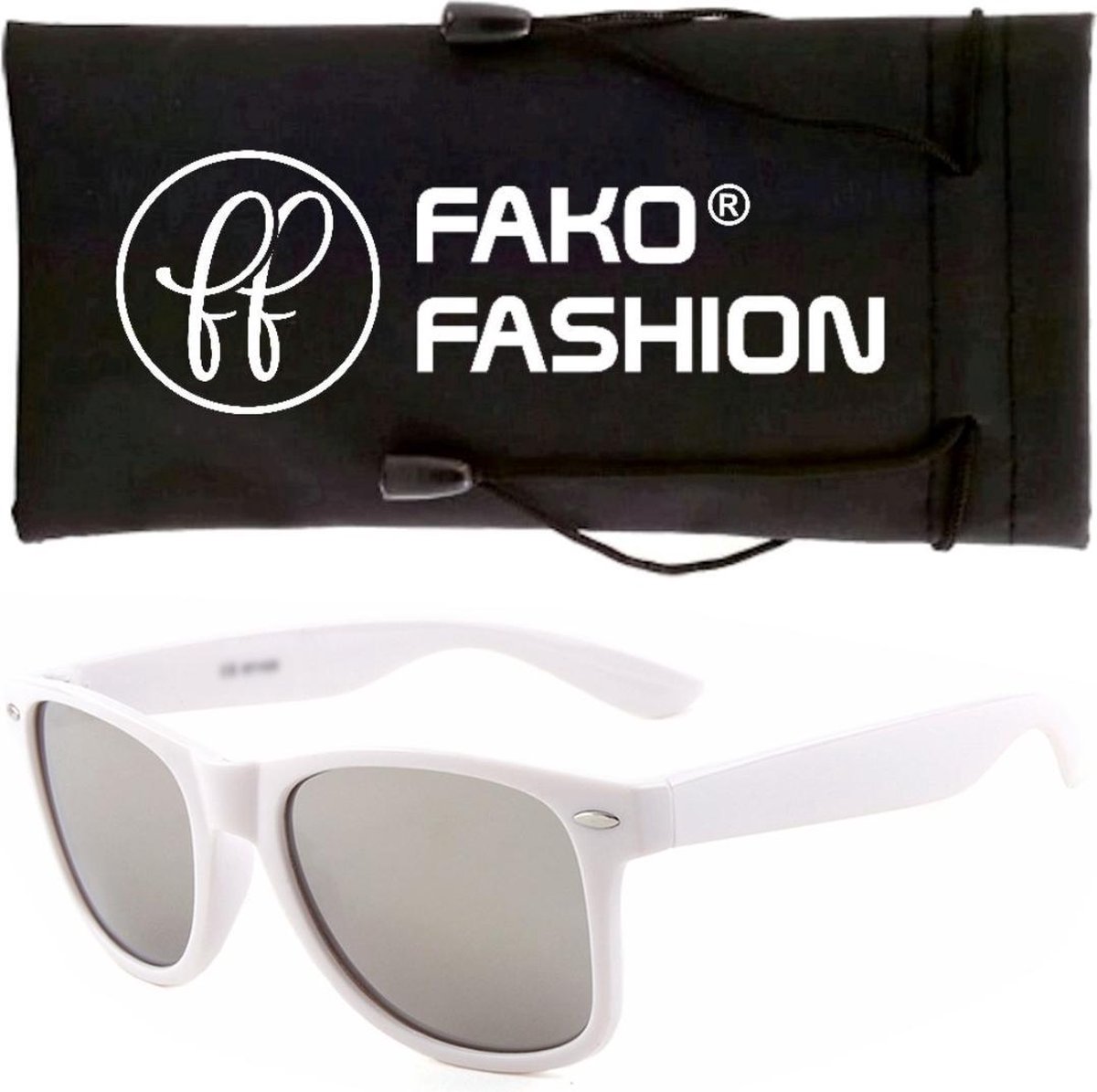 Fako Fashion® - Zonnebril - Wit - Spiegel Zilver