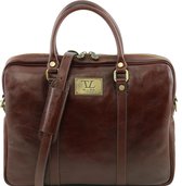 Tuscany Leather - Leren 1-vaks laptoptas 'Prato' - Bruin - TL141283