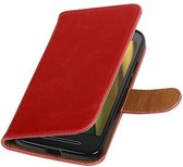 Pull Up TPU PU Leder Bookstyle Case Hoesjes voor Moto E3 (3nd Gen) Rood