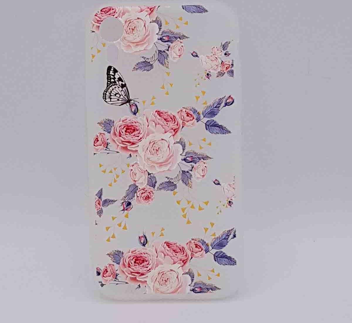 geschikt voor iPhone XR - hoes, cover - TPU - pink roses with butterfly
