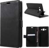 Litchi wallet hoesje Samsung Galaxy E5 zwart