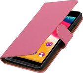 Roze Effen booktype wallet cover - telefoonhoesje - smartphone hoesje - beschermhoes - book case - hoesje voor Wiko Rainbow Jam