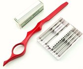 Styling razor Rood | Inclusief 10 kartel mesjes | Kappersmes | Nekmesjes kapper | Neck knife | Nekmes kapper | Nekmesje | Nekmes kapper met mesjes | Nekmes | Kapper | Uitdunnen van
