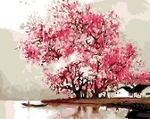 Schilderen op nummer Pink Flower Tree 40 x 50 cm