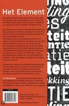 Boekcover van 'Het Element' met tekst en woorden.