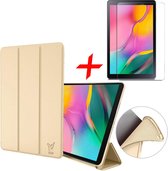 Hoes + Screenprotector geschikt voor Samsung Galaxy Tab A 10.1 2019 - Smart Book Case Siliconen Hoesje - iCall - Goud