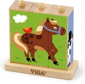 Viga Toys - Stapelblok-puzzel - Boerderijdieren
