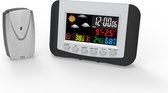 Omega digitaal Weerstation - kleur lcd - luchtvochtigheidsmeter - Draadloze buitensensor en geanimeerde weersvoorspelling - wekker alarm - indoor en outdoor
