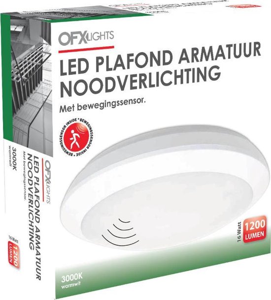 manipuleren werkzaamheid Malaise LED Plafondarmatuur + Noodverlichting 16W 3000K + SENSOR | bol.com