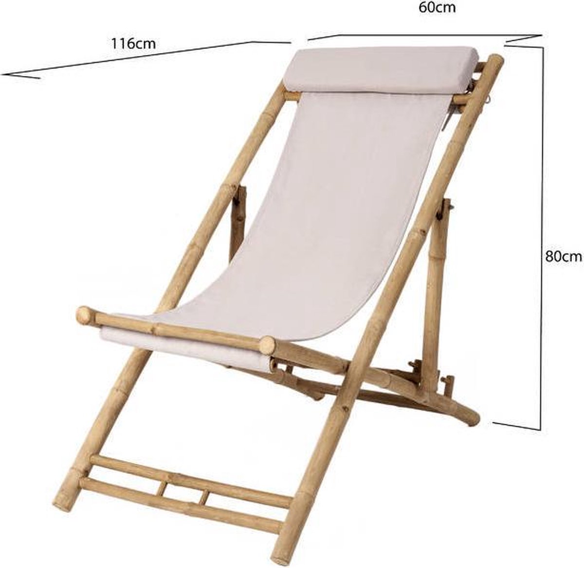bamboe strandstoel 116 x 60 x 80 cm | bol.com