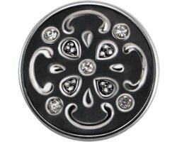 Quiges - Dames Click Button Drukknoop 18mm Ornament Grijs - EBCM114
