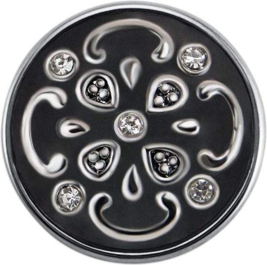 Quiges - Drukknoop 18mm Ornament Grijs - EBCM114