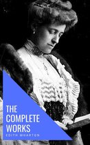 Portret van Edith Wharton, met 'The Complete Works' op de voorgrond.