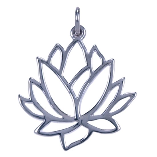 Foto: Zilveren lotus ketting hanger zijaanzicht