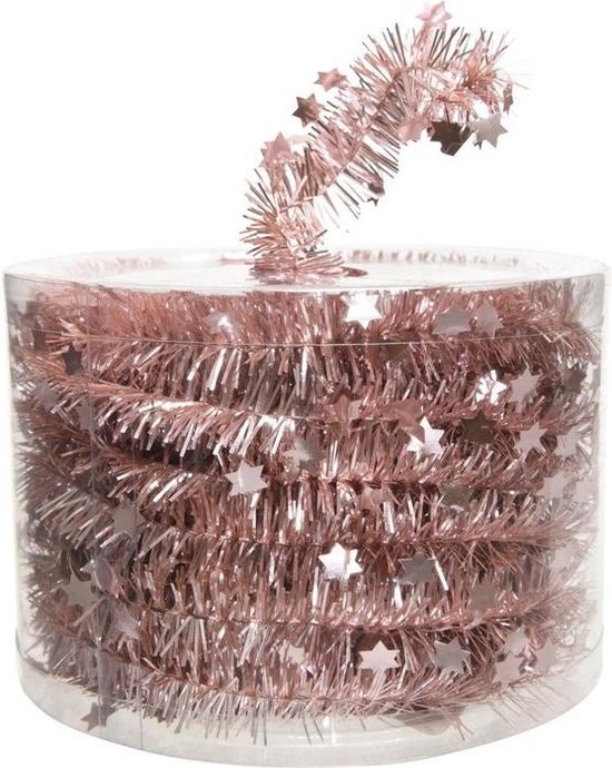 buitenste geeuwen zoogdier Kerstslinger - Oud roze - Folie slinger met ster - 700 cm | bol.com