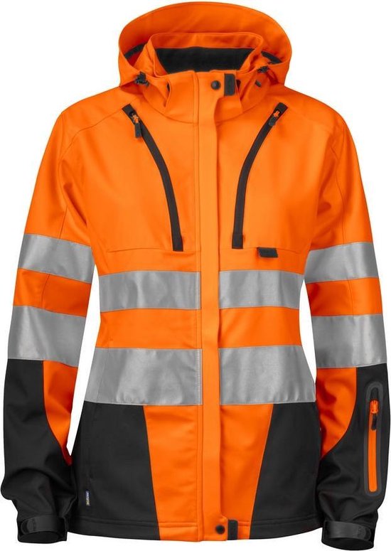 ProJob 6423 ONGEVOERDE SIGNALISATIE SOFTSHELL EN ISO 20471 KLASSE 3 DAMES 646423 - oranje/grijs - L