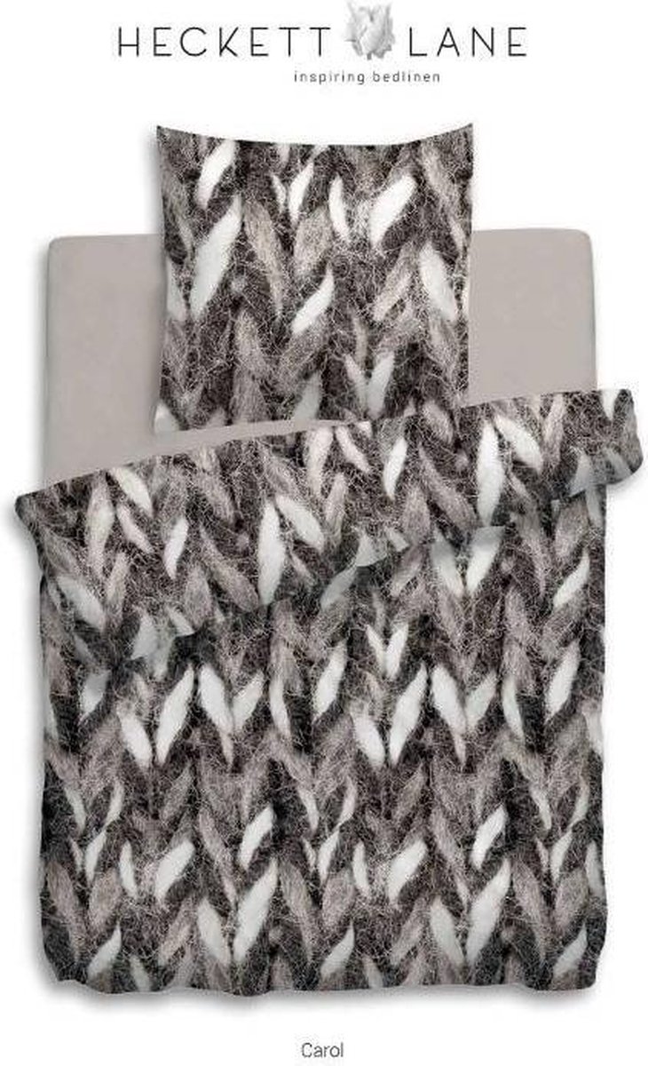 Heckett & Lane Carol Dekbedovertrek - Flanel - Tweepersoons - 200x200/220 cm - Zwart/Wit