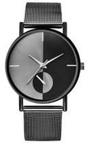 Hidzo Horloge Bowake ø 37 mm - Zwart/Zwart - Inclusief horlogedoosje