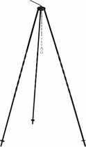 MFH driepoot - Voor Hongaarse- / heksen- / kookketel - hoogte 1,2 m - zwart ijzer met ketting en haak - gewicht 3 kg.