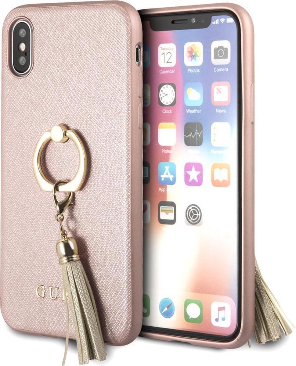 iPhone Xs/X hoesje - Guess - Rose goud - Kunstleer