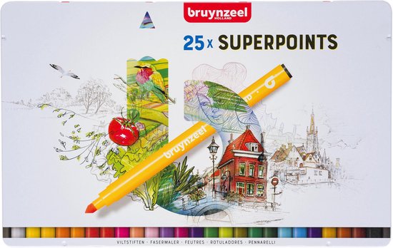 Bruynzeel Expression blik 25 super viltstiften - met witte wis-stift