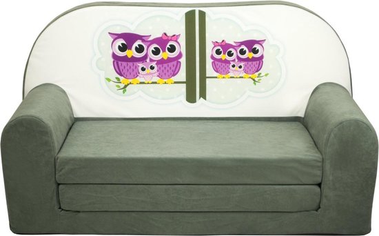 Kinder slaapbank - sofa - mat groen - logeermatras - 85 x 60 - uil | bol.com