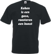 Mijncadeautje Unisex T-shirt zwart (maat M) Koken is een gave, roosteren een kunst