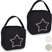 relaxdays 2 x sac de butée de porte - butée de porte avec étoile - poignée - vintage - moderne - noir