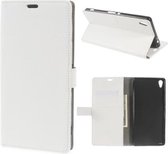 Litchi cover wit wallet case hoesje Sony Xperia XA Ultra