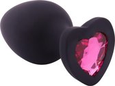Banoch - Buttplug Coeur Noir Rose Large -siliconen - Hart - Diamant Steen Roze