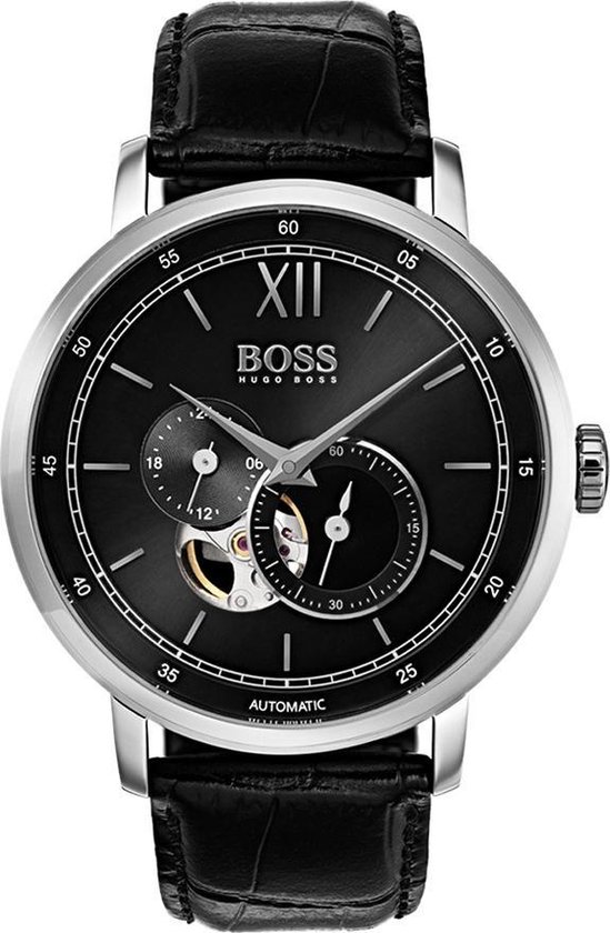 Hugo Boss  HB1513504 Signature Horloge - Leer - Zwart -  Ø44 mm