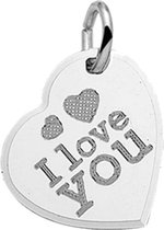 The Jewelry Collection Graveerhanger Hart I love you - Zilver