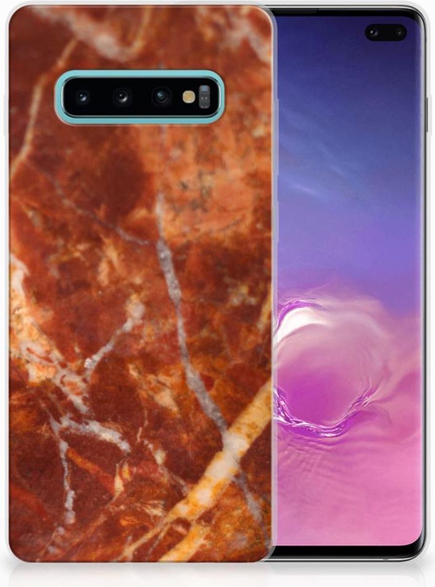 Samsung Galaxy S10 Plus TPU Siliconen Hoesje Marmer Bruin