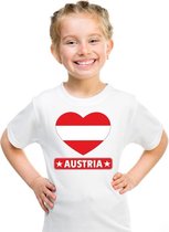 Oostenrijk hart vlag t-shirt wit jongens en meisjes S (122-128)