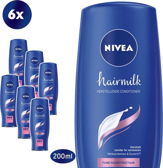 nivea hairmilk herstellende conditioner fijn haar 6 x 200 ml voordeelverpakking