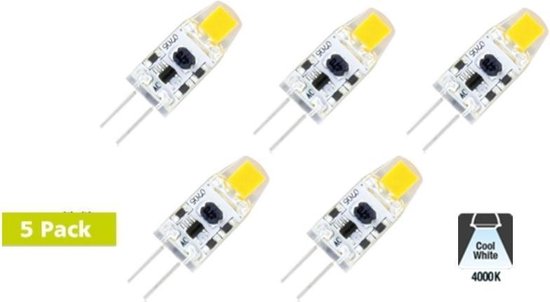 5 Pack Integral G4 LED 1,1 watt neutraal wit 4000K transparante lens