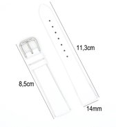 Horlogeband Leer - 14mm - Met Gladde Oppervlak + Push Pin - leer - Wit - Sarzor